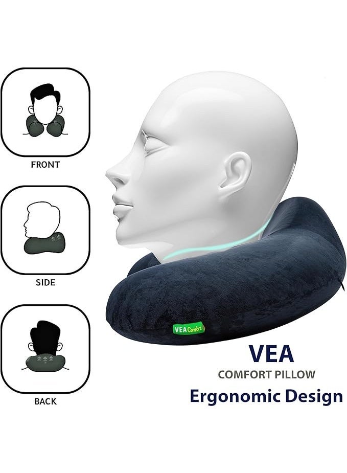 Vea Comfort Memory Foam Travel Neck Pillow – Ideal for Car, Airplane, and Home Use_(Black) - Image 5